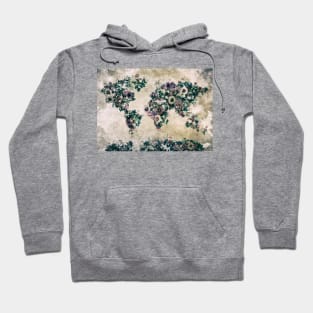 world map floral Hoodie